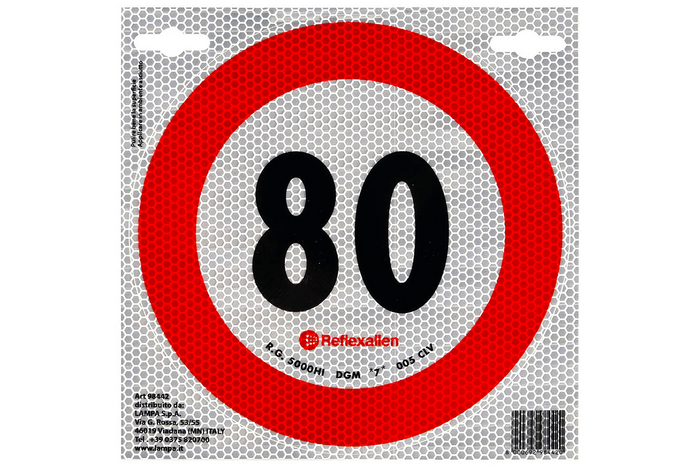 Reflektierender Aufkleber LAMP Geschwindigkeitsbegrenzung 80 km/h Schild B-33