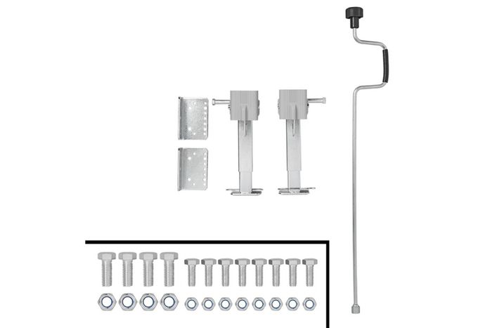 Set aus zwei ausziehbaren Stützen mit Kurbel und ProPlus 361500 Halterung für 1000 kg Pritschenanhänger 290-460 mm