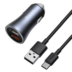 BASEUS Golden Pro 2xUSB 40W Autoladegerät-Set + USB-Kabel