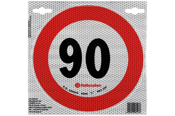 Reflektierender Aufkleber LAMP Geschwindigkeitsbegrenzung 90 km/h Schild B-33