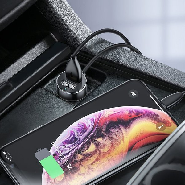 BASEUS Hochleistungs-Autoladegerät 2x USB + 2x Zigarettenanzünderbuchse 80W