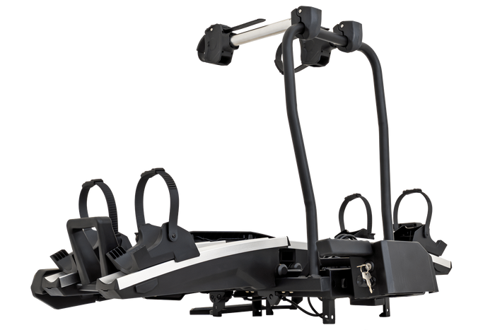 Inter Pack Velox 2 LED – faltbarer Anhängerkupplungs-Fahrradträger für 2 Fahrräder mit LED-Beleuchtung