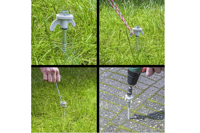 Set mit Schraubheringen für ProPlus 365014 Metallheringe mit Haken 20x20cm