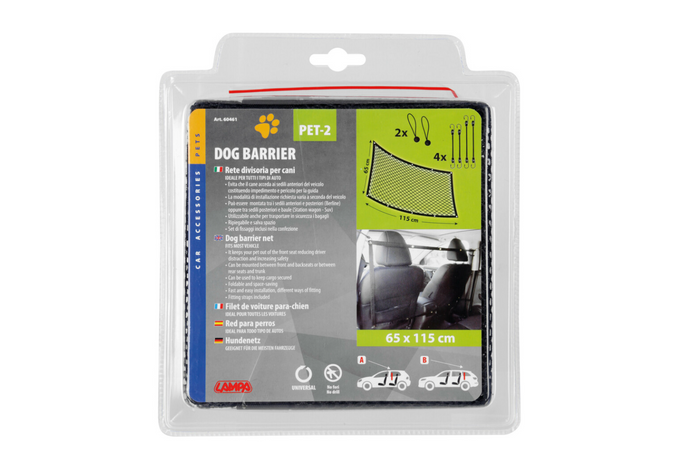 Hundetrennwand LAMPA PET-2 Netzbarriere zur Befestigung an den Vordersitzen 115x65cm