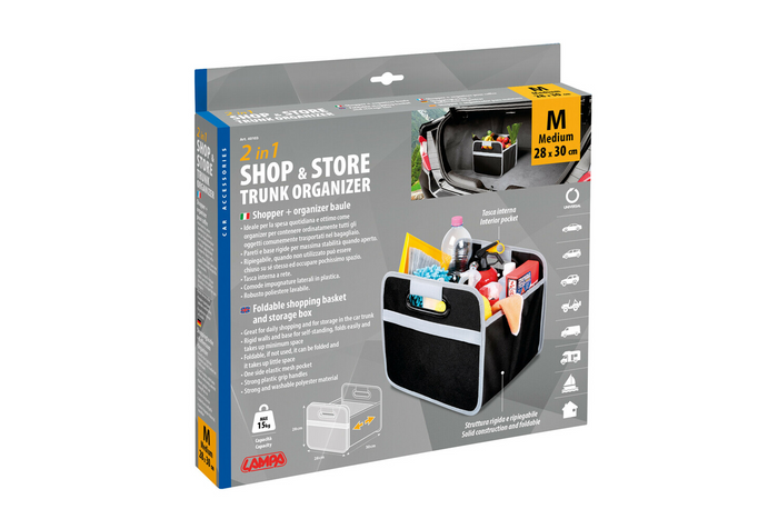 LAMPA Shop&amp;Store M Einkaufskorb, faltbarer Aufbewahrungsbehälter, 32 x 27 cm