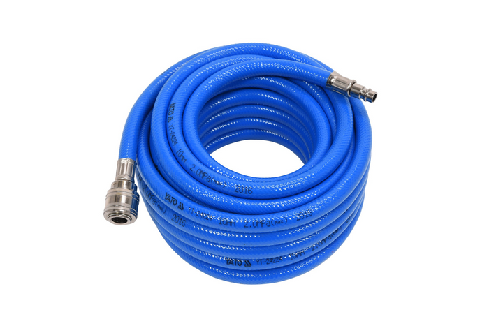 YATO YT-24224 verstärkter PVC-Druckluftschlauch mit Schnellkupplungen 10 mm × 10 m