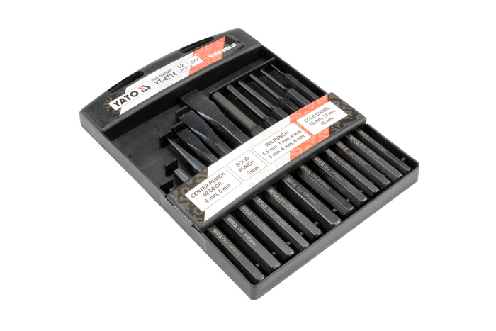 YATO YT-4714 Meißel und Stempel, Set mit 12 Teilen.